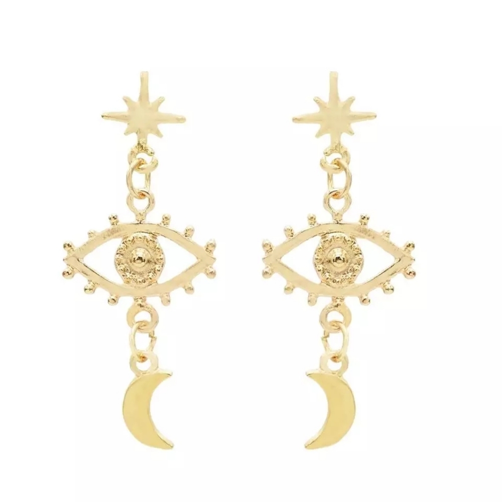 Evil Eye Moon Tears Earrings